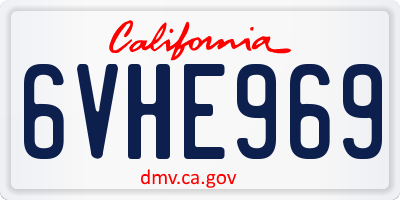 CA license plate 6VHE969