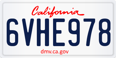 CA license plate 6VHE978