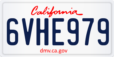 CA license plate 6VHE979