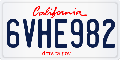 CA license plate 6VHE982