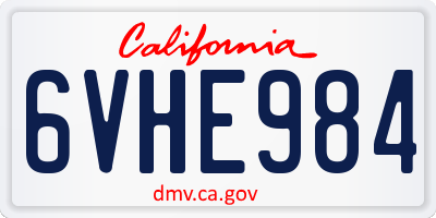 CA license plate 6VHE984