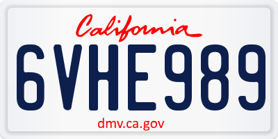 CA license plate 6VHE989