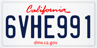 CA license plate 6VHE991