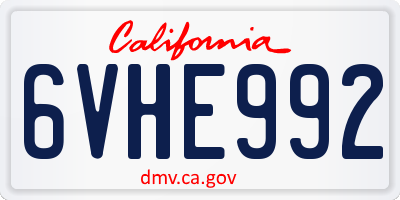 CA license plate 6VHE992