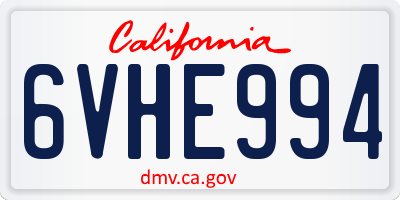 CA license plate 6VHE994