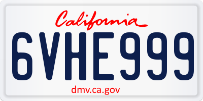CA license plate 6VHE999