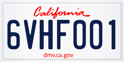 CA license plate 6VHF001