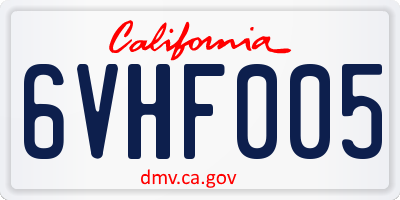 CA license plate 6VHF005