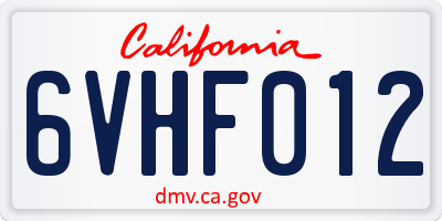 CA license plate 6VHF012