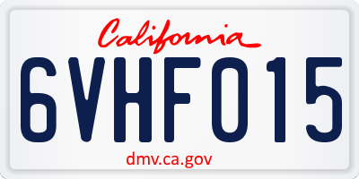 CA license plate 6VHF015