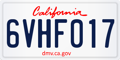 CA license plate 6VHF017