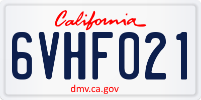 CA license plate 6VHF021