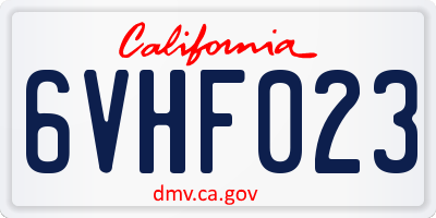 CA license plate 6VHF023
