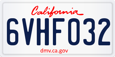 CA license plate 6VHF032
