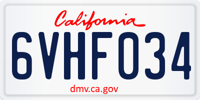 CA license plate 6VHF034