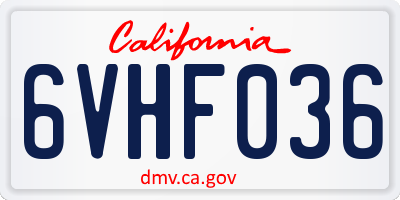 CA license plate 6VHF036