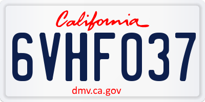 CA license plate 6VHF037