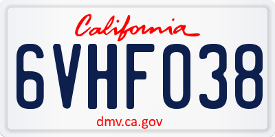 CA license plate 6VHF038