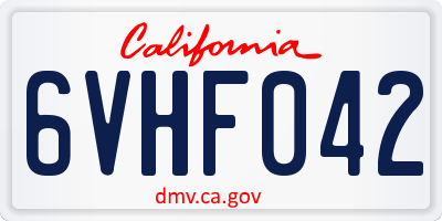 CA license plate 6VHF042