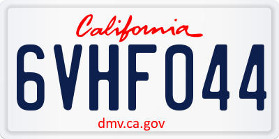 CA license plate 6VHF044