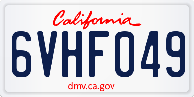 CA license plate 6VHF049
