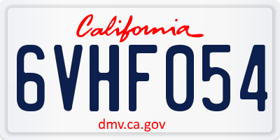 CA license plate 6VHF054