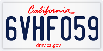 CA license plate 6VHF059