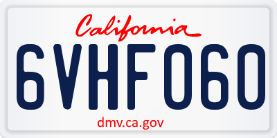 CA license plate 6VHF060