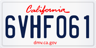 CA license plate 6VHF061
