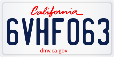 CA license plate 6VHF063