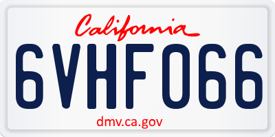 CA license plate 6VHF066