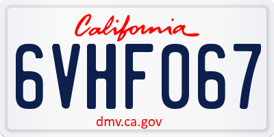 CA license plate 6VHF067