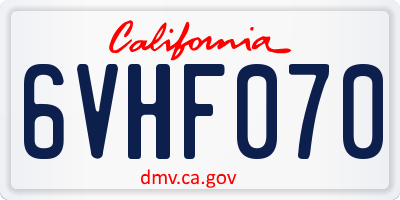 CA license plate 6VHF070