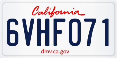 CA license plate 6VHF071