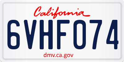 CA license plate 6VHF074
