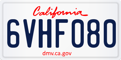 CA license plate 6VHF080