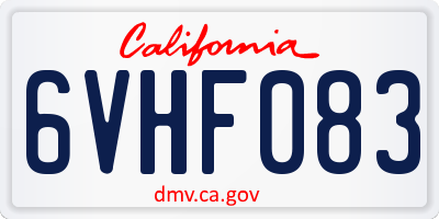 CA license plate 6VHF083