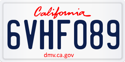 CA license plate 6VHF089