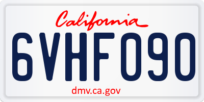 CA license plate 6VHF090