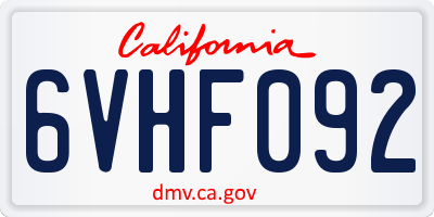 CA license plate 6VHF092
