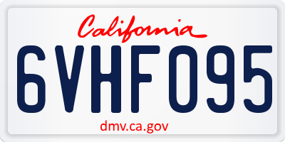 CA license plate 6VHF095