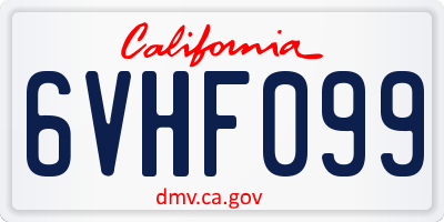 CA license plate 6VHF099