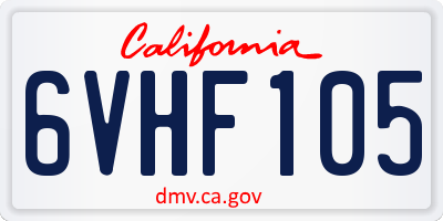 CA license plate 6VHF105