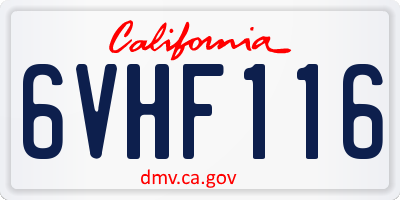 CA license plate 6VHF116