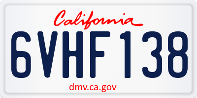 CA license plate 6VHF138