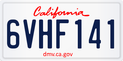 CA license plate 6VHF141