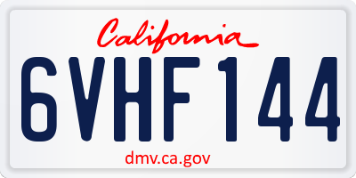 CA license plate 6VHF144