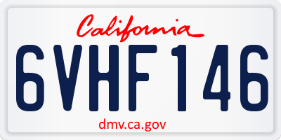 CA license plate 6VHF146