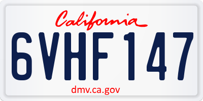 CA license plate 6VHF147