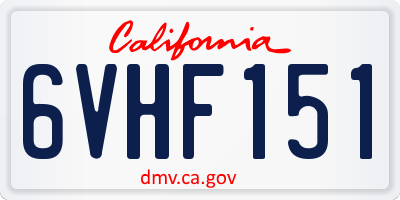 CA license plate 6VHF151
